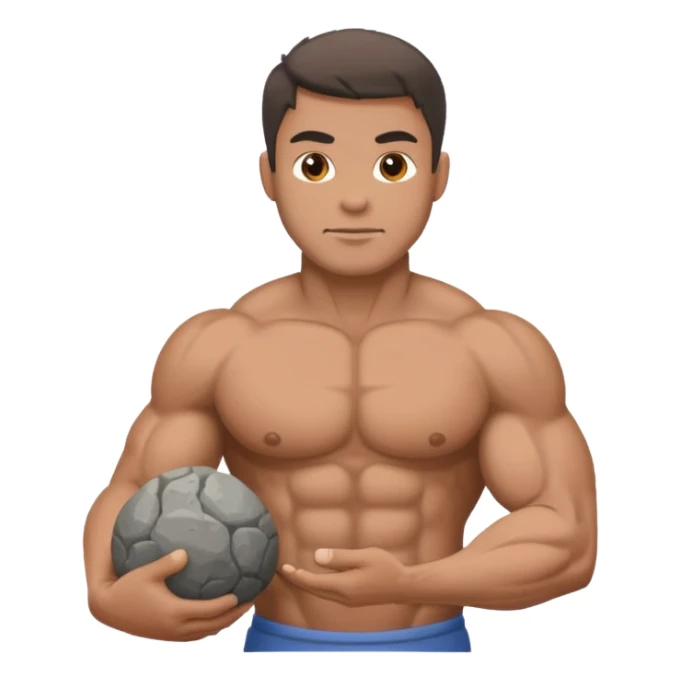 muscular man carries a stone ball sticker