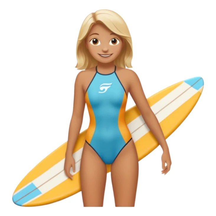 Girl with surfing board  sticker