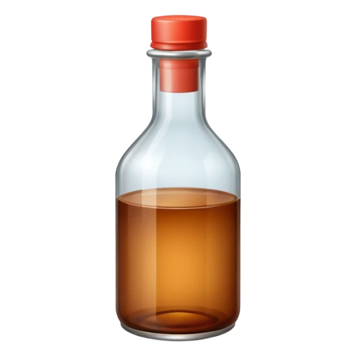 bottle of brown liquid, plain, simple, clear sticker