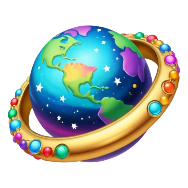 colorful planet with ring sticker
