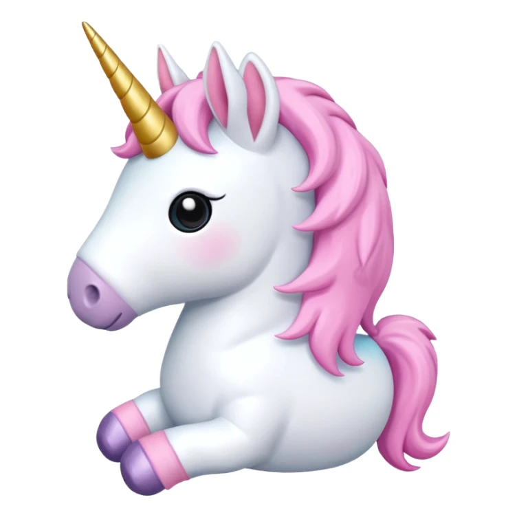 A unicorn plushie with a pink bow sticker