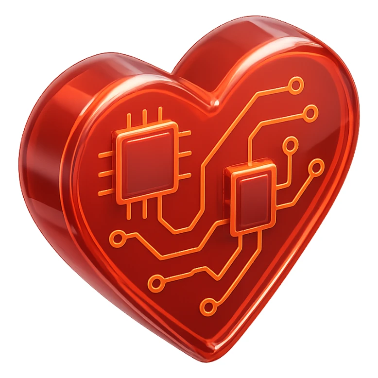 heart icon with glossy circuit style sticker