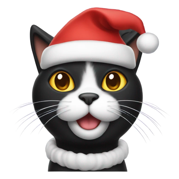 black cat with a santa hat on head sticker