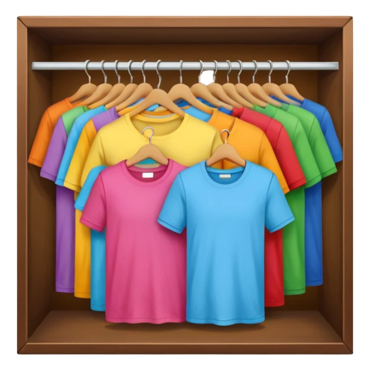 A closet with T-shirts in different colors. sticker