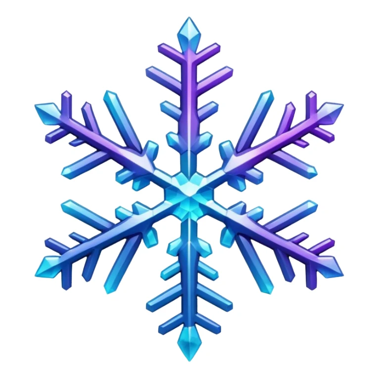 Gradient iridescent purple indigo blue cyan snowflake  sticker