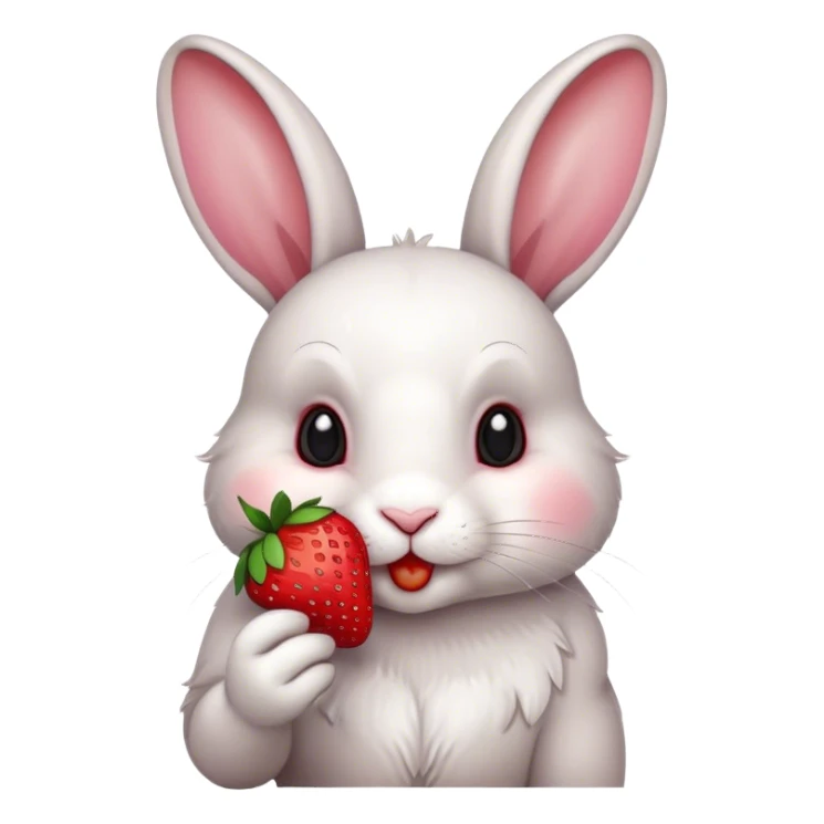 bunny white eating strawberry cute sticker