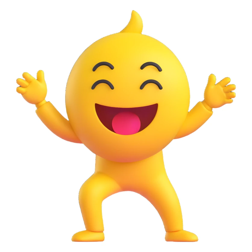 yellow emoji face dabbing, cheerful and bold sticker