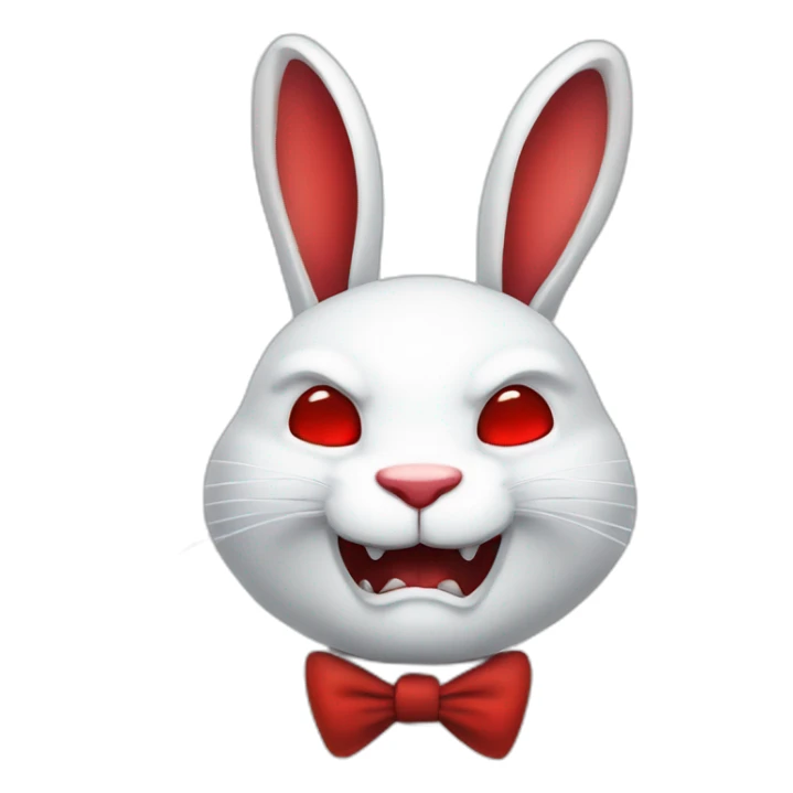 evil white rabbit with sharp fangs with red around mouth sticker