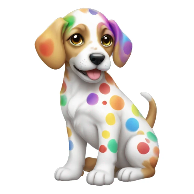 puppy with rainbow spots sticker