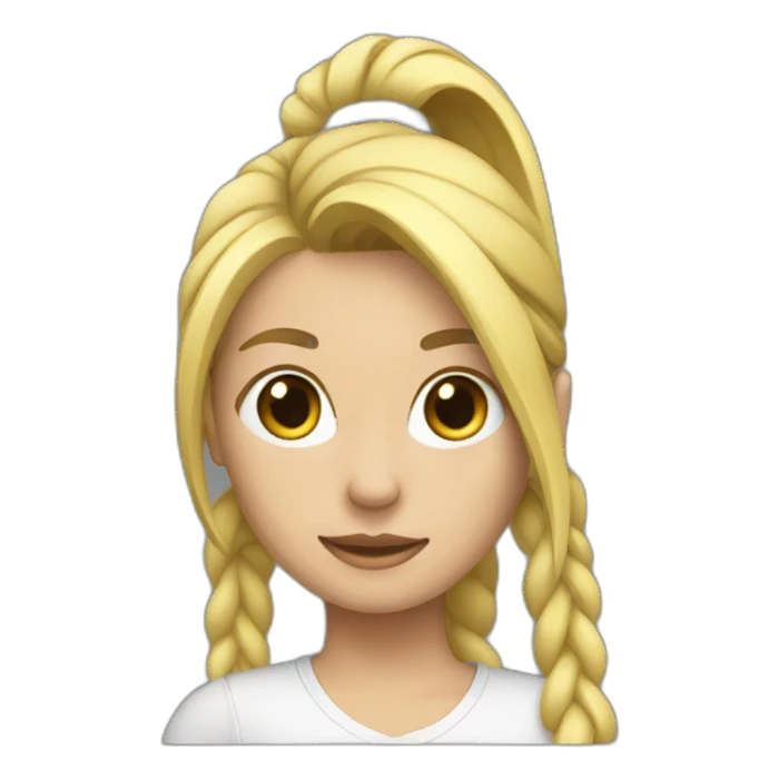 A blonde with a ponytail on her head, sticker