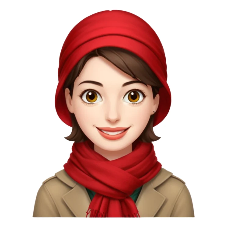 Anne Hathaway with red scarf sticker