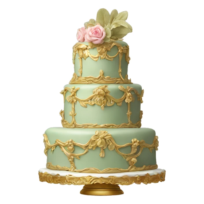 highly detailed sage and gold rococo cake sticker