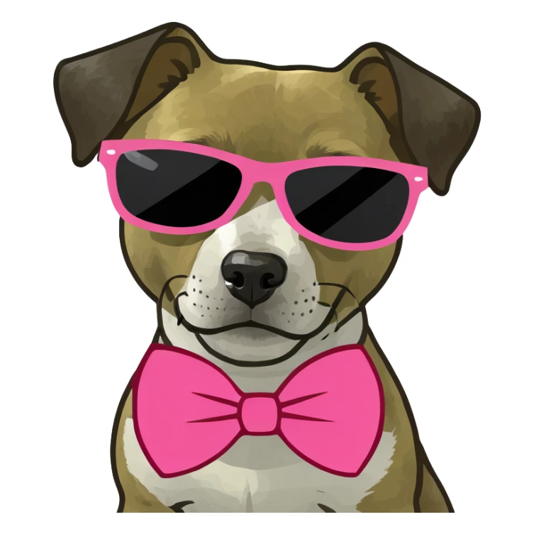 Dog with a pink bow and sunglasses sticker