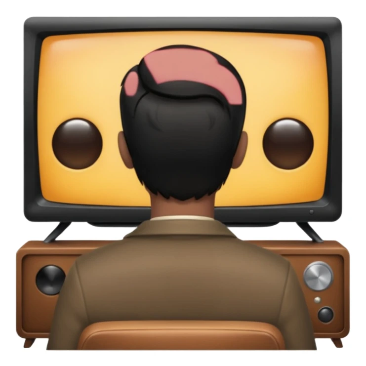 man with black hair seen from behind watching television sticker