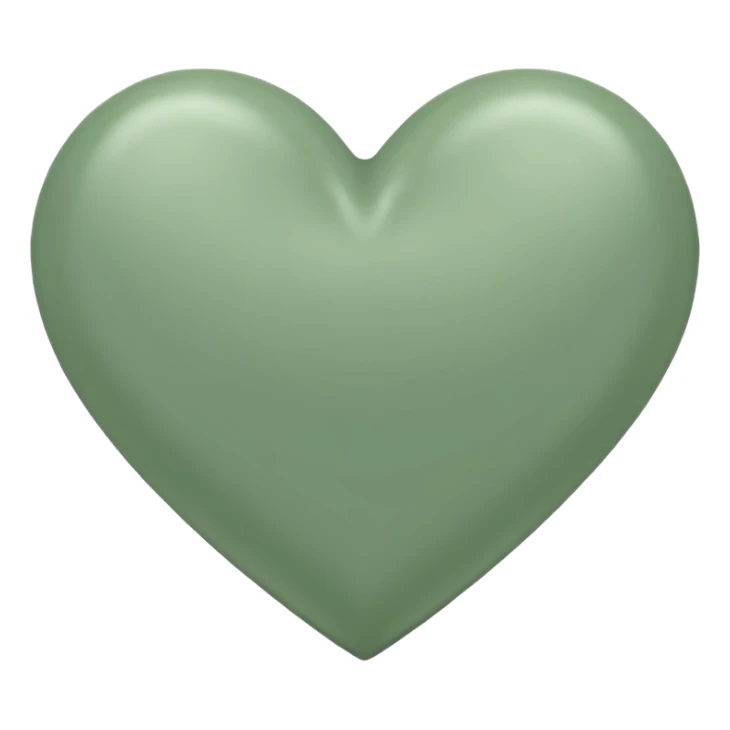 sage green heart with transparent bg without highlights sticker