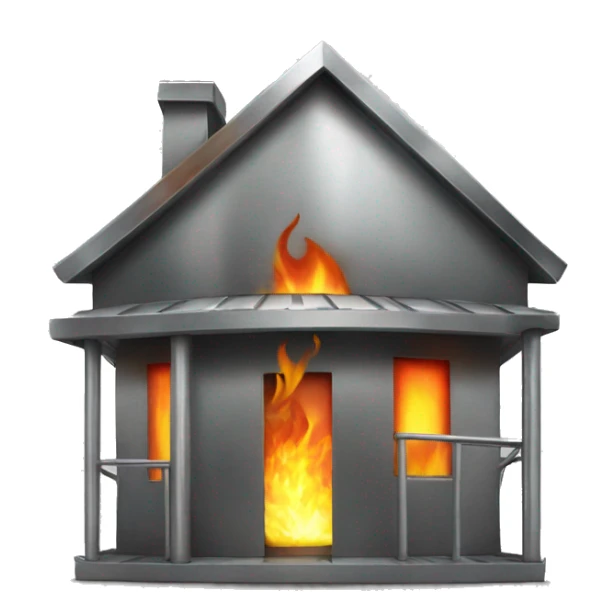 Steel house with fire sticker