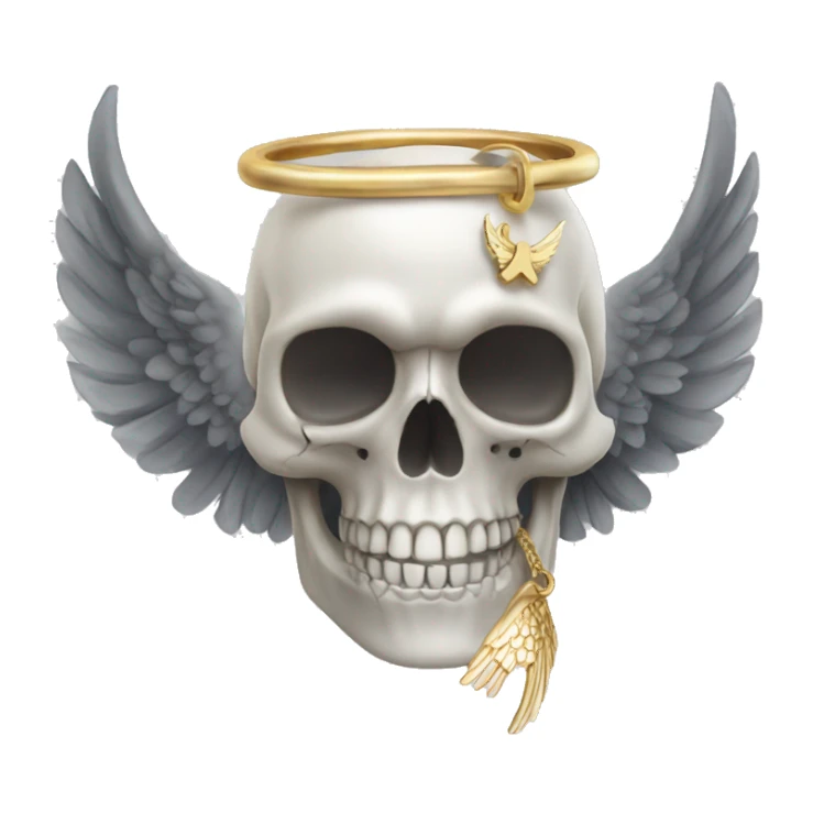 Skull with wings and an angel ring sticker