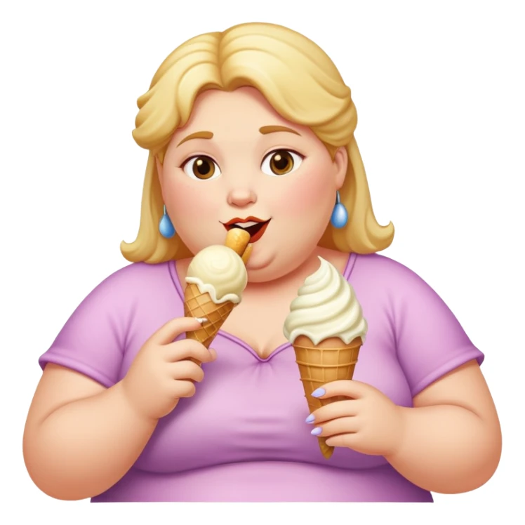 a fat lady eating ice cream sticker