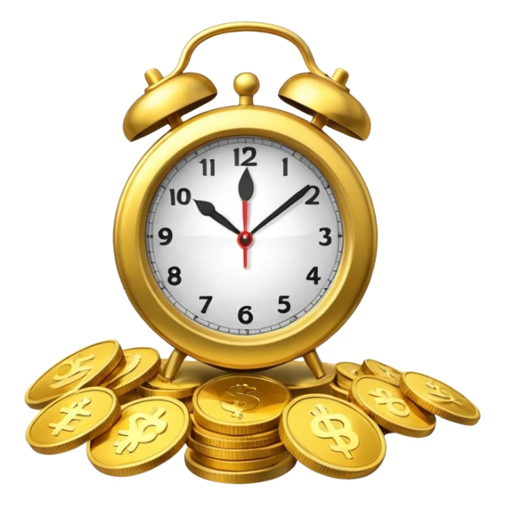 A clock ⏰ combined with coins 💰, symbolizing saving over time for retirement. sticker