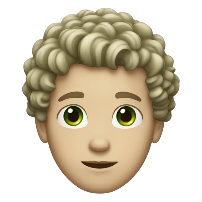 white guy with curly hair green eyes sticker