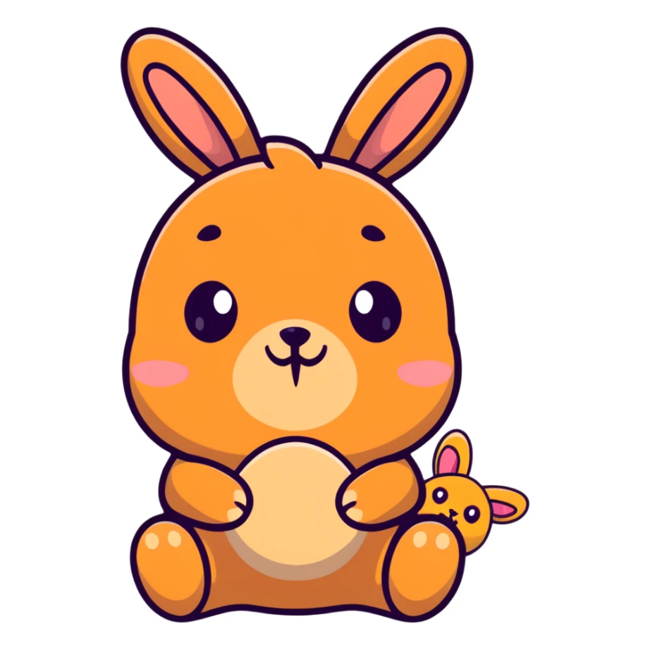 caramel bunny holding teddy bear, eyes drooping sticker