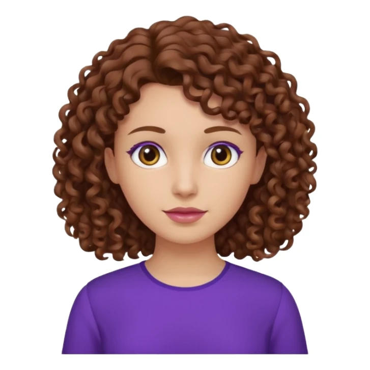 brown curly hair purple blouse sticker