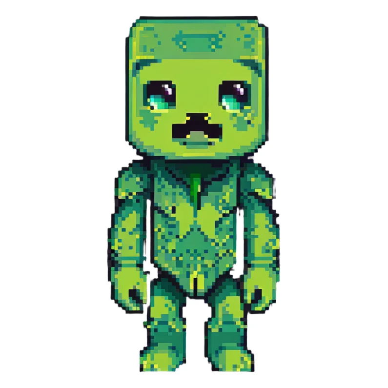 Minecraft Creeper with slightly chibi proportions in pixel art style sticker