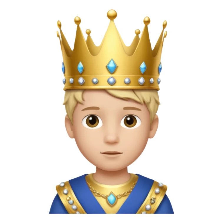 Royal Kid boy with fancy crown head 3d only face sticker