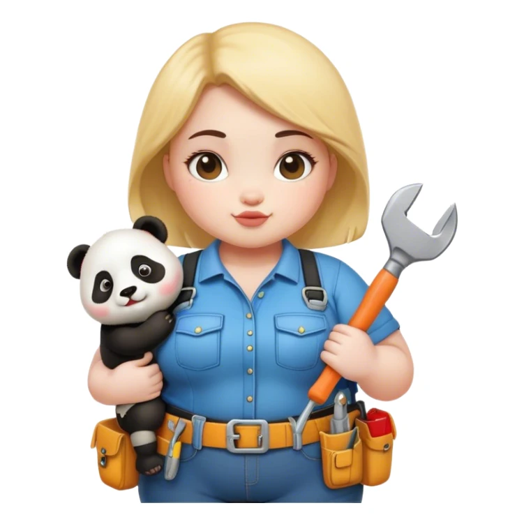 Girl chubby panda with tool belt sticker