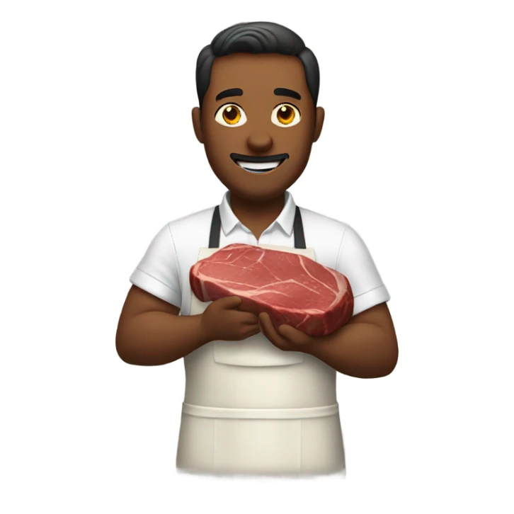 Man in an apron eating a steak sticker