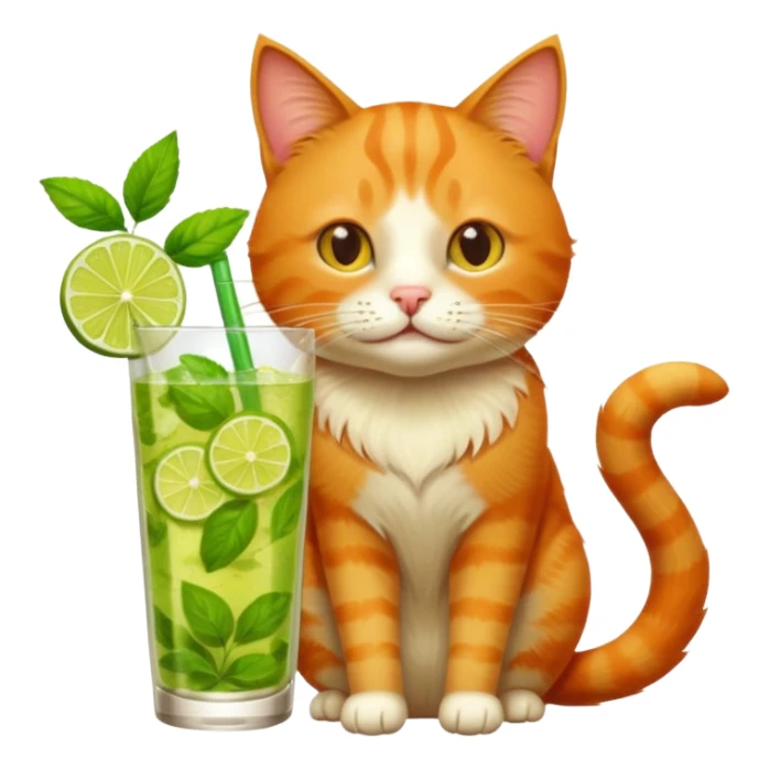 Chat roux qui boit un mojito  sticker