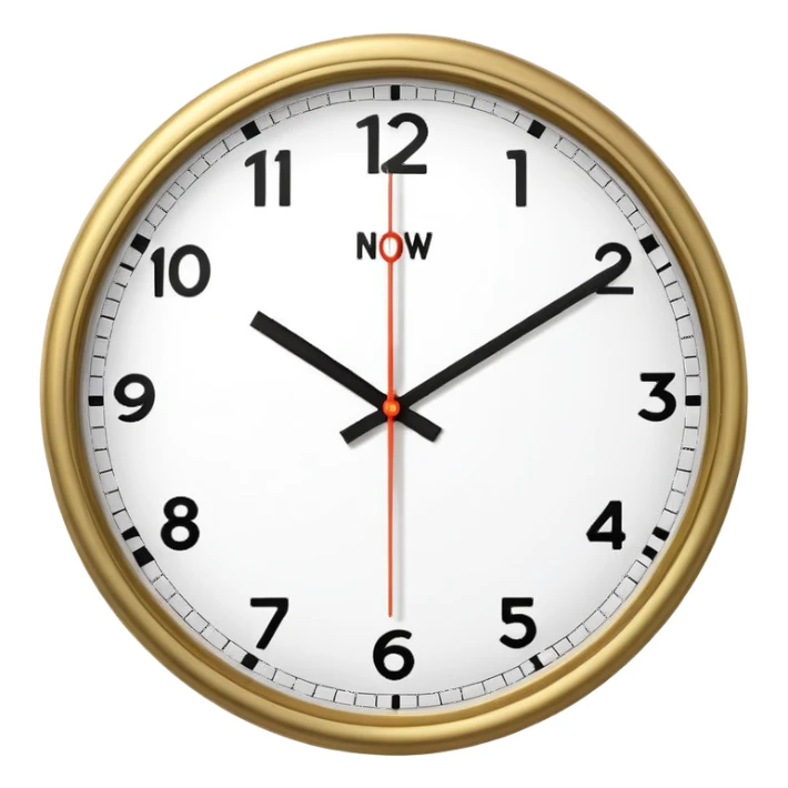 Clock with the word Now instead of numbers sticker