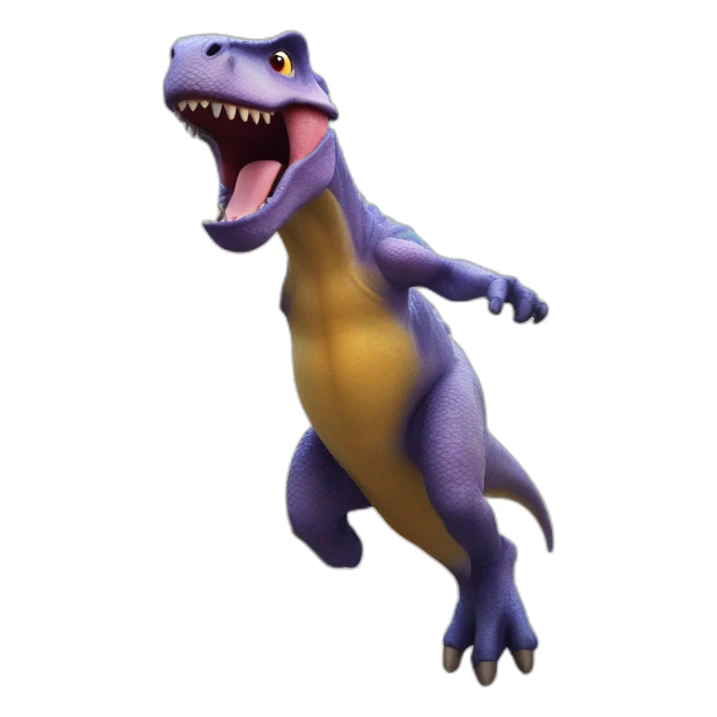 Cute dino jumping realistic in barcelona sticker