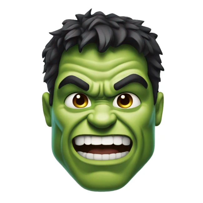 a hulk face with one eye brow raised smiling sticker