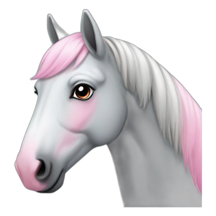 Grey horse with pink nose sticker