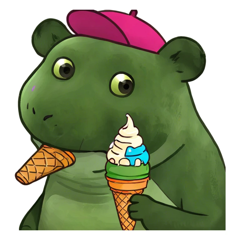 Black and white Panda eating ice cream sticker