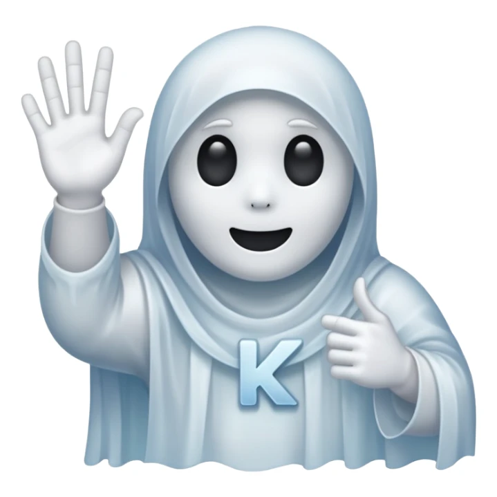 White ghost holding k sign sticker