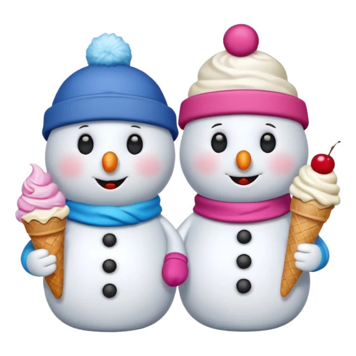 snowmen wearing cap with ice cream sticker