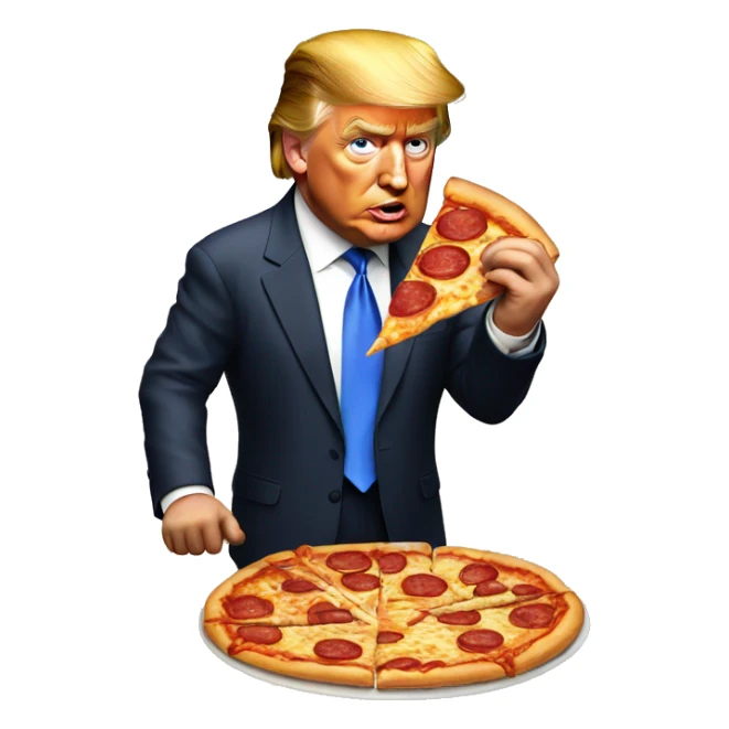 Trump eating pizza sticker