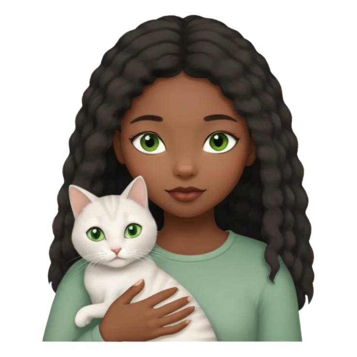 Black girl with grey cat sticker