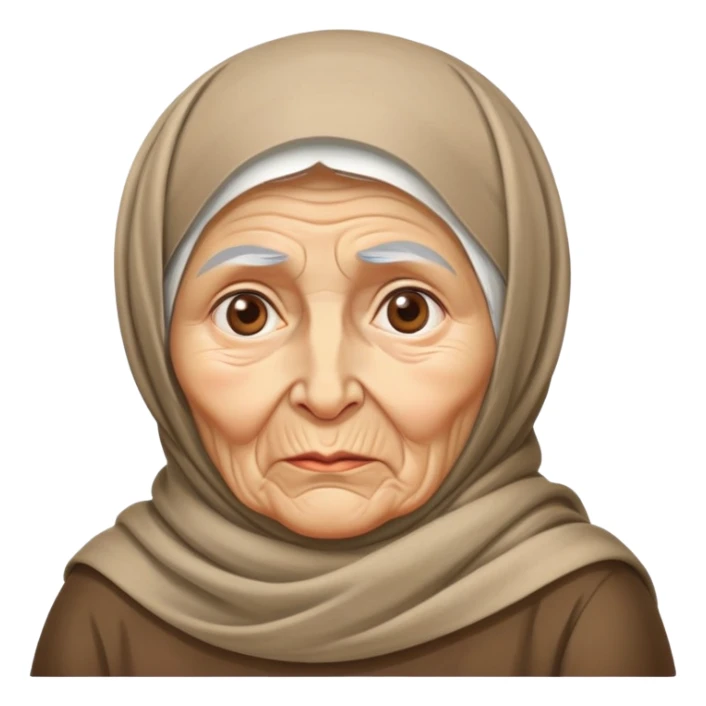 poor elderly babushka with headscarf and wrinkled face sticker
