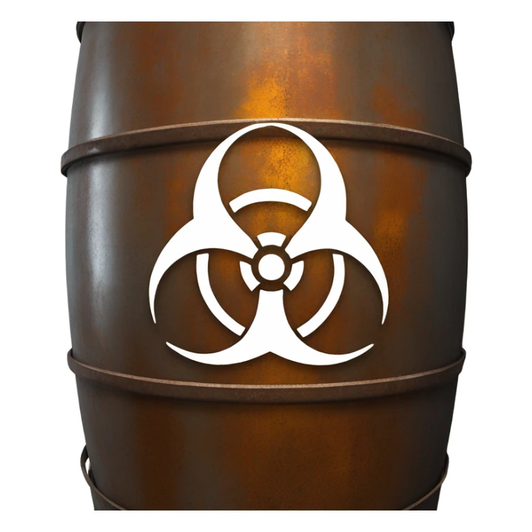 Biohazard symbol on a metal barrel sticker