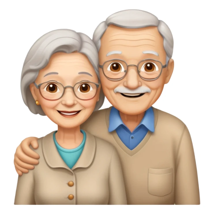 elderly couple smiling, grandparents sticker
