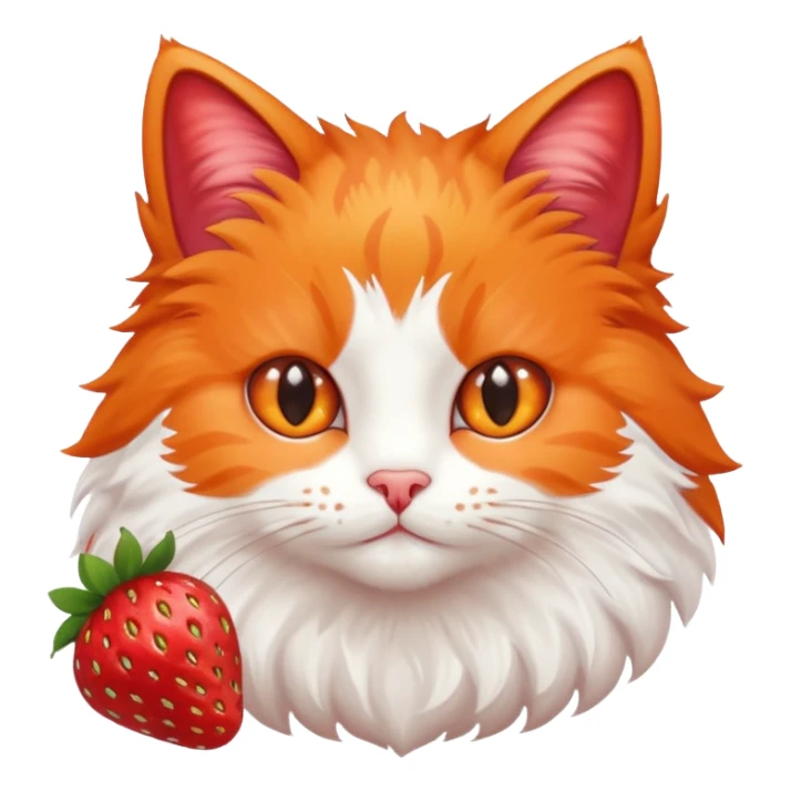 I want a cute cat with strawberries sticker