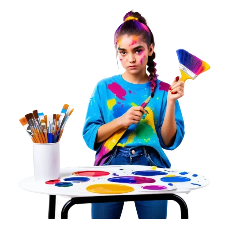 Painter girl sticker