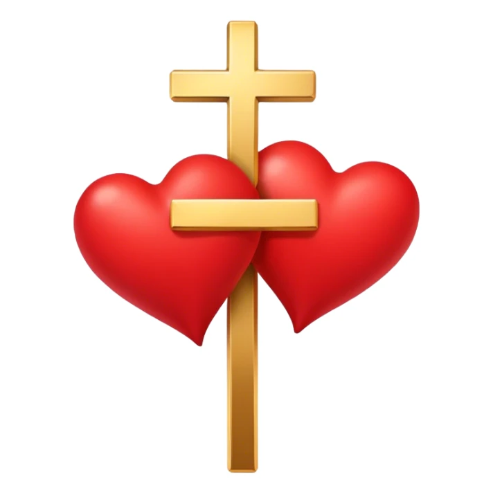 Two red  hearts connected by one simple gold cross  sticker