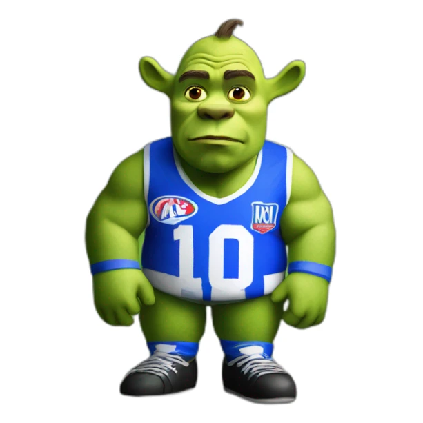 shrek wearing a north melbourne AFL jersey sticker