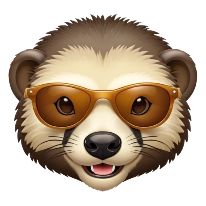 friendly anthropomorphised honey badger head wearing sunglasses, different expression sticker