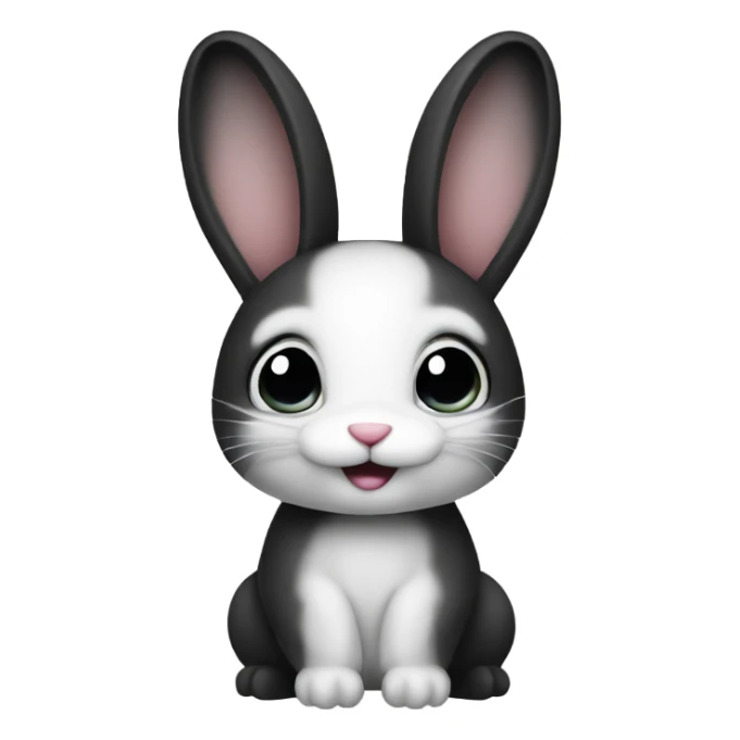 Bunny black and white with black ears  sticker