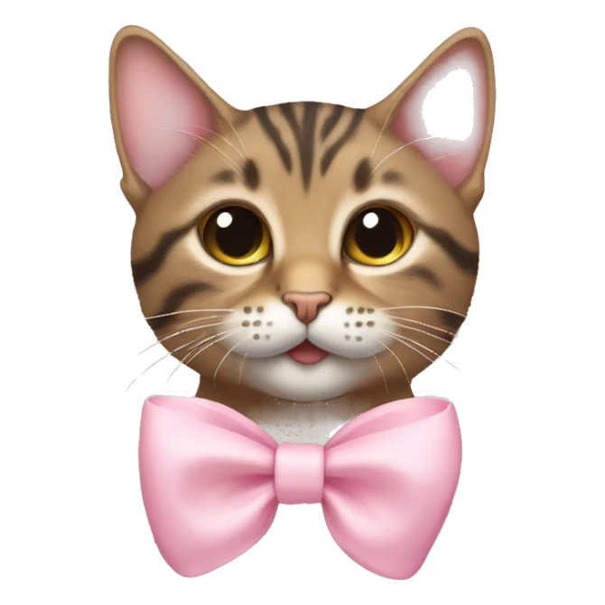 tabby cat with baby pink bow  sticker